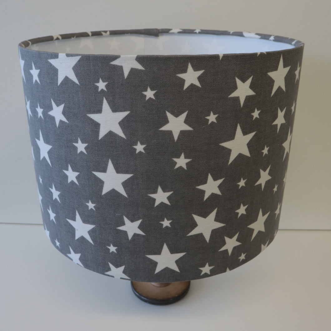 Lampshade Grey with white Stars 30cm Drum Diameter